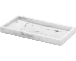 Prullenbak organizer, mini-blad voor de badkamer, rechts, hars, plat, sieradenhouder voor textiel, kaarsen, zeep handdoeken, planen, wit marmer, mini