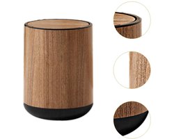 Prullenbak - Prullenbak - Prullenbak met deksel - Prullenbak met houtnerf - 15L - Grote inhoud - Huishoudelijke container - Keuken, slaapkamer, binnen, buiten - Houtnerf - Kunststof - Bruin