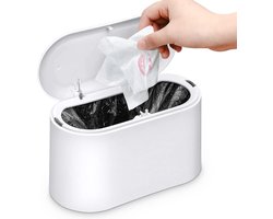 Prullenbak - Prullenbakje met Sensor - Stevig - Aanrecht Afvalbakje - Mini Prullenbak - Desktop - Tafelafvalemmer - Plastic vuilnisemmer - Badkamer Afvalbakje - Recycle Afvalbak - Auto prullenbak - Wit - Kantoor Prullenbakken - Thuis / Kantoor