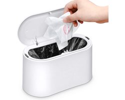 Prullenbak - Prullenbakje met Sensor - Stevig - Aanrecht Afvalbakje - Mini Prullenbak - Desktop - Tafelafvalemmer - Recycle Afvalbak - Auto prullenbak - Wit - Kantoor Prullenbakken - Thuis / Kantoor