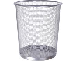 Prullenbak - Prullenmand - Afvalbak - Prullenbak kantoor - Prullenbak zonder deksel - Rond - Zilver - Able & Borret