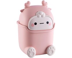 Prullenbak - Roze - 15.5*14*23.5 - PP - Aanrecht Afvalbakje - Afvalbakje met Deksel - Afvalmand - Afvalemmer - Tafelafvalbakje - Kleine mini prullenbak voor het Aanrecht, Bureau, Badkamer of Tafel