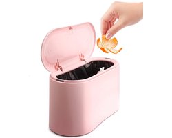 Prullenbak - Stevig - Aanrecht Afvalbakje - Mini Prullenbak - Desktop - Tafelafvalemmer - Plastic vuilnisemmer - Badkamer Afvalbakje - Recycle Afvalbak - Auto prullenbak - Kantoor Prullenbakken - Roze