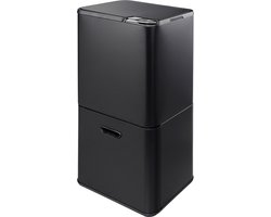 Prullenbak Tex 60liter (33+27Liter) Afvalscheiding 2 Vakken - Zwart - Recycle Afvalbak - Pedaalemmer - Inclusief geurfilter - Vuilnisbak 60 Liter - Prullenbak Afvalscheiding - Prullenbak 2 vakken - Prullenbak