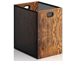 Prullenbak Vintage - Metalen Houten Prullenbak - Rechthoekige Papiermand - Industrieel Design - Voor Woonkamer Slaapkamer en Kantoor - 30 × 28 × 20 cm