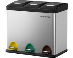 Prullenbak Vuilnisbak met binnenemmer afvalscheidingssystemen pedaalemmer Prullenbak Afvalbakken Vuilnisbakken Pedaalemmer RVS (24 Liter 3x8L)