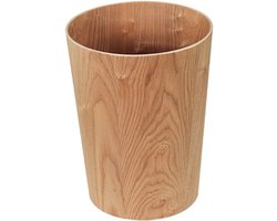 Prullenbak Vuilnisbak Nordic Style, Houten, 3.2L / 2.1gallon, licht bruin, bruin, donker bruin, vuilnisbak met Deksel voor Vuilnisbak (Color : C, Grootte : 12L)