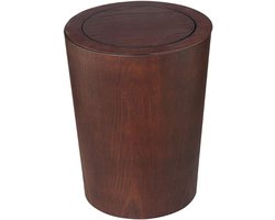Prullenbak Vuilnisbak Nordic Style, Houten, 3.2L / 2.1gallon, licht bruin, bruin, donker bruin, vuilnisbak met Deksel voor Vuilnisbak (Color : D, Grootte : 12L)