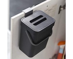Prullenbak - Zwart - 3L - Compostbak - Keukencompostbak - Ophangbare Bio Afvalemmer