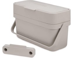 Prullenbak/afvalbak 4L - ophangbaar - keuken, badkamer, auto - met handvat en ventilatieopening - compostbakje aanrecht - steenkleur/beige
