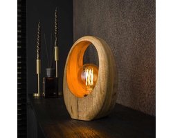 PS-Collection Arch Wood 1L Tafellamp - 20x13x30cm - Naturel - Mangohout - tafellamp slaapkamer, tafellamp industrieel, tafellampen woonkamer, tafellamp zwart, tafel lamp, tafellamp slaapkamer industrieel, tafellampje