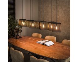 PS-Collection Block Mesh 8L Hanglamp - 160x30x150cm - Zwart - Metaal - hanglampen eetkamer, hanglamp zwart, hanglampen woonkamer, hanglamp slaapkamer, hanglamp kinderkamer, hanglamp rotan, hanglamp hout, hanglamp industrieel
