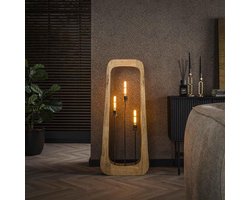 PS-Collection Bray 3L Vloerlamp - 50x14x120cm - Naturel - Mangohout - vloerlampen woonkamer, vloerlamp zwart, vloerlamp industrieel, vloer lamp, vloerlampen landelijk, staande lampen woonkamer, staande lampen, staande lamp industrieel