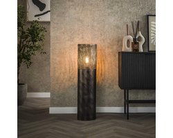 PS-Collection Cilinder Vloerlamp - Ø22x90cm - Zwart/Bruin - Metaal - vloerlampen woonkamer, vloerlamp zwart, vloerlamp industrieel, vloer lamp, vloerlampen landelijk, staande lampen woonkamer, staande lampen, staande lamp industrieel