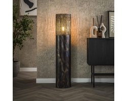 PS-Collection Cilinder Vloerlamp - Ø25x120cm - Zwart/Bruin - Metaal - vloerlampen woonkamer, vloerlamp zwart, vloerlamp industrieel, vloer lamp, vloerlampen landelijk, staande lampen woonkamer, staande lampen, staande lamp industrieel