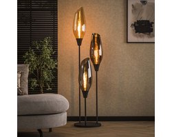 PS-Collection Cocoon XL Mix Glass Vloerlamp - Amber/Koper/Chroom - 45x45x178cm - Metaal - vloerlampen woonkamer, vloerlamp zwart, vloerlamp industrieel, vloer lamp, vloerlampen landelijk, staande lampen woonkamer, staande lamp industrieel