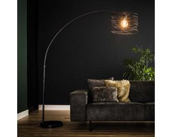 PS-Collection Cosmic Curl Booglamp - 45x170x192cm - Charcoal - Metaal - vloerlampen woonkamer, vloerlamp zwart, vloerlamp industrieel, vloer lamp, vloerlampen landelijk, staande lampen woonkamer, staande lampen, staande lamp industrieel