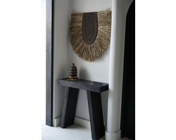 PS-Collection De Nahla Wanddecoratie - 85x5x81 cm - Naturel - Gras - wanddecoratie industrieel, wanddecoratie hout natuurlijk, wanddecoratie teak, wanddecoratie hout en metaal, wand decoratie hout, muurdecoratie woonkamer