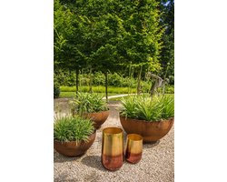 PS-Collection De Two Tone Plantenbak - 35x55cm - Messing/Bordeaux/Roze - Aluminium - plantenpot, bloemen vaas, bloemenvaas gekleurd glas, bloemenvaas glas, plantenbakken, bloemenvaas aardewerk, glazen vaas, bloempot op standaard