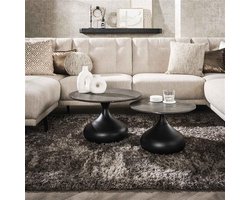 PS-Collection Drop Shape Set/2 Salontafels - 60x60x40cm - Zwart/Bruin - salontafels rond, salontafels, salontafel zwart, salon tafel, salontafel rond, salontafel industrieel, salontafel vierkant, salontafel marmer, salontafel wit