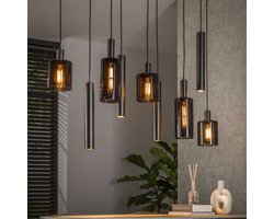 PS-Collection Hanglamp 9-Lichts Sepiora - Bronskleurig Metaal & Glas - hanglampen eetkamer, hanglamp zwart, hanglampen woonkamer, hanglamp slaapkamer, hanglamp rotan, hanglamp hout, hanglamp industrieel, hanglamp glas, hang lamp