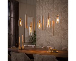 PS-Collection Hanglamp Beige Glas Metaal 9-lichts - Sepiora - hanglampen eetkamer, hanglamp zwart, hanglampen woonkamer, hanglamp slaapkamer, hanglamp rotan, hanglamp hout, hanglamp industrieel, hanglamp glas, hang lamp