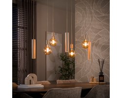 PS-Collection Hanglamp Beige Metaal Cilinder 7-lichts - Senso - hanglampen eetkamer, hanglamp zwart, hanglampen woonkamer, hanglamp slaapkamer, hanglamp kinderkamer, hanglamp rotan, hanglamp hout, hanglamp industrieel