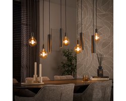 PS-Collection Hanglamp Bruin Metaal Cilinder 9-lichts - Senso - hanglampen eetkamer, hanglamp zwart, hanglampen woonkamer, hanglamp slaapkamer, hanglamp kinderkamer, hanglamp rotan, hanglamp hout, hanglamp industrieel