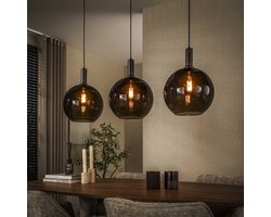 PS-Collection Hanglamp Sfera 3-lichts - Sienna Bruin - Glas/Metaal - hanglampen eetkamer, hanglamp zwart, hanglampen woonkamer, hanglamp slaapkamer, hanglamp rotan, hanglamp hout, hanglamp industrieel, hanglamp glas, hang lamp