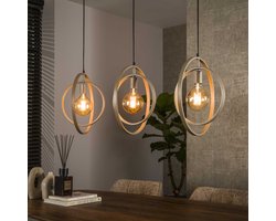 PS-Collection Hanglamp Turn Around 3-lichts - Beige/Metaal - hanglampen eetkamer, hanglamp zwart, hanglampen woonkamer, hanglamp slaapkamer, hanglamp kinderkamer, hanglamp rotan, hanglamp hout, hanglamp industrieel