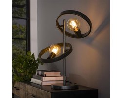 PS-Collection Hover 2L Tafellamp - 42x26x53cm - Charcoal - Metaal - tafellamp slaapkamer, tafellamp industrieel, tafellampen woonkamer, tafellamp zwart, tafel lamp, tafellamp slaapkamer industrieel, tafellampje