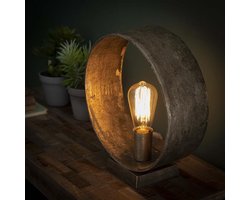 PS-Collection Loop Tafellamp - 30x11x32cm - Antiek Nikkel - Aluminium - tafellamp slaapkamer, tafellamp industrieel, tafellampen woonkamer, tafellamp zwart, tafel lamp, tafellamp slaapkamer industrieel, tafellampje