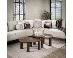 PS-Collection Maya Salontafel Set van 2 - Driehoekig - 75x61x38 cm - Bruin - Teak - salontafels rond, salontafels, salontafel zwart, salon tafel, salontafel rond, salontafel industrieel, salontafel vierkant, salontafel marmer, salontafel wit