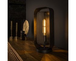 PS-Collection Mesh Rotate 1L Tafellamp - 18x14x41cm - Artic Zwart - Metaal - tafellamp slaapkamer, tafellamp industrieel, tafellampen woonkamer, tafellamp zwart, tafel lamp, tafellamp slaapkamer industrieel, tafellampje