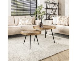 PS-Collection Metallic Rond Set/2 Salontafels - ø74x50cm - Antiek Brons - Metaal - salontafels rond, salontafels, salontafel zwart, salon tafel, salontafel rond, salontafel industrieel, salontafel vierkant, salontafel marmer, salontafel wit