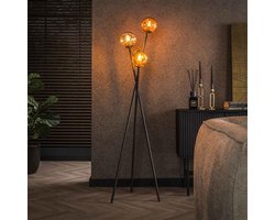 PS-Collection Molecule Vloerlamp - Zwart Frame - Glas Chroom/Koper/Goud - vloerlampen woonkamer, vloerlamp zwart, vloerlamp industrieel, vloer lamp, vloerlampen landelijk, staande lampen woonkamer, staande lampen, staande lamp industrieel