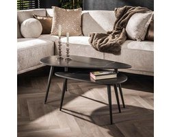 PS-Collection Niervormige Set/2 Salontafels - 100x50x40cm - Zwart - Keramiek - salontafels rond, salontafels, salontafel zwart, salon tafel, salontafel rond, salontafel industrieel, salontafel vierkant, salontafel marmer, salontafel wit