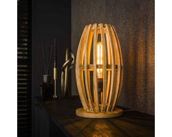 PS-Collection Orbit 1L Tafellamp - 20x20x38cm - Naturel - Mangohout - tafellamp slaapkamer, tafellamp industrieel, tafellampen woonkamer, tafellamp zwart, tafel lamp, tafellamp slaapkamer industrieel, tafellampje
