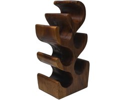 PS-Collection Perez Wijnrek - 26x18x50 cm - Bruin - Munggur -wijnrek muur - wijnkast - wijnrek hout - wijnrekken - wijnrek zwart - wijnrek hangend - wijn rek - wijnrek wand