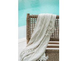 PS-Collection Plaid van katoen - Crèmekleur - 130x170 cm - plaids, woondeken plaid, bed sprei, deken, sprei katoen