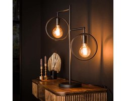 PS-Collection Ring 2L Tafellamp - 50x22x70 cm - Charcoal - Metaal - tafellamp slaapkamer, tafellamp industrieel, tafellampen woonkamer, tafellamp zwart, tafel lamp, tafellamp slaapkamer industrieel, tafellampje