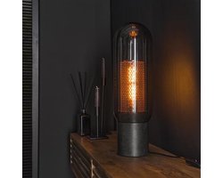 PS-Collection Smoke Tafellamp - 15x15x50cm - Artic Zwart - Glas/Metaal - tafellamp slaapkamer, tafellamp industrieel, tafellampen woonkamer, tafellamp zwart, tafel lamp, tafellamp slaapkamer industrieel, tafellampje