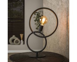 PS-Collection Tafellamp Loop 1L - Zwart - Metaal - 38x20x56 cm - tafellamp slaapkamer, tafellamp industrieel, tafellampen woonkamer, tafellamp zwart, tafel lamp, tafellamp industrieel, tafellampen, decoratieve tafellampen
