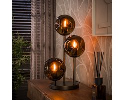 PS-Collection Tafellamp Sienna Bruin Glas 3-lichts - Stellar - tafellamp slaapkamer, tafellamp industrieel, tafellampen woonkamer, tafellamp zwart, tafel lamp, tafellamp slaapkamer industrieel, tafellampje