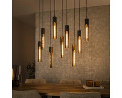 PS-Collection Tube 9L Hanglamp - 100x18x150cm - Artic Zwart - Metaal - hanglampen eetkamer, hanglamp zwart, hanglampen woonkamer, hanglamp slaapkamer, hanglamp kinderkamer, hanglamp rotan, hanglamp hout, hanglamp industrieel