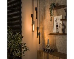 PS-Collection Tube Getrapte 5L Hanglamp - 30x30x180cm - Artic Zwart - Metaal - hanglampen eetkamer, hanglamp zwart, hanglampen woonkamer, hanglamp slaapkamer, hanglamp kinderkamer, hanglamp rotan, hanglamp hout, hanglamp industrieel