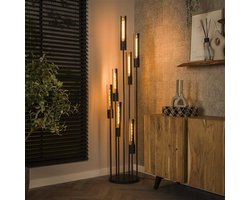 PS-Collection Tube Getrapte 7L Vloerlamp - 35x35x186cm - Zwart - Metaal - vloerlampen woonkamer, vloerlamp zwart, vloerlamp industrieel, vloer lamp, vloerlampen landelijk, staande lampen woonkamer, staande lampen, staande lamp industrieel