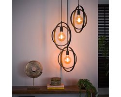 PS-Collection Turn Around 3L Getrapt Hanglamp - Ø40cm - Zwart - Metaal - hanglampen eetkamer, hanglamp zwart, hanglampen woonkamer, hanglamp slaapkamer, hanglamp kinderkamer, hanglamp rotan, hanglamp hout, hanglamp industrieel