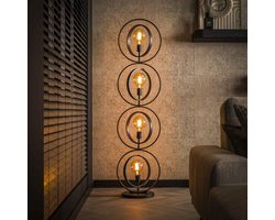 PS-Collection Turn Around XL 4L Vloerlamp - 40x30x163cm - Charcoal - Metaal - vloerlampen woonkamer, vloerlamp zwart, vloerlamp industrieel, vloer lamp, vloerlampen landelijk, staande lampen woonkamer, staande lampen, staande lamp industrieel