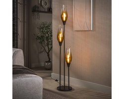 PS-Collection Vloerlamp Cocoon 3-L - Bruin/Transparant Glas - Metaal - vloerlampen woonkamer, vloerlamp zwart, vloerlamp industrieel, vloer lamp, vloerlampen landelijk, staande lampen woonkamer, staande lampen, staande lamp industrieel